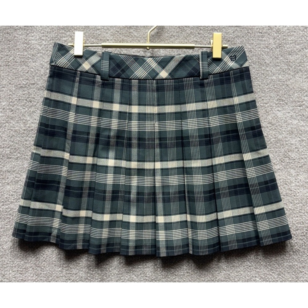 Aritzia Sunday Best Preppy Plaid‎ Micro Pleated Mini Skirt Green HR Size 8 NWOT